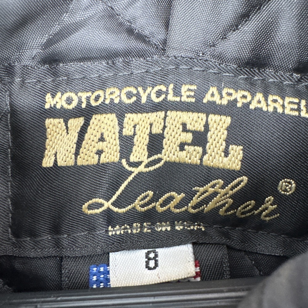 Vintage Natel Women's Size 8 Black Heavy Leather Motorcycle Jacket Made in USA - Picture 2 of 16